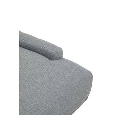 Close-up of anita grey fabric home office chair armrest with soft rounded contours and chrome base details