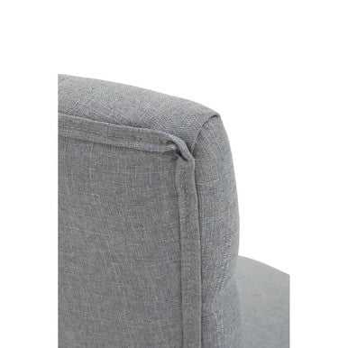 Back side of an anita grey fabric home office chair with grey fabric textured backrest and chrome base visible