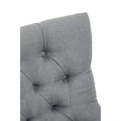 Anita grey fabric home office chair with gray tufted fabric headboard and chrome finish base details