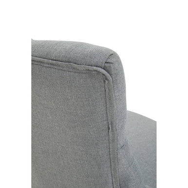 Back view of an anita grey fabric home office chair with textured upholstery and chrome finish base