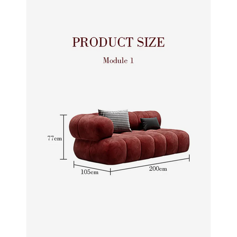 Anouk Modern Red Modular Sofa Three/ Two Seater Sofa
