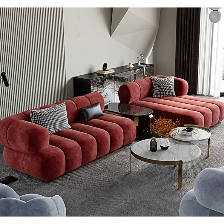 Anouk Modern Red Modular Sofa Three/ Two Seater Sofa