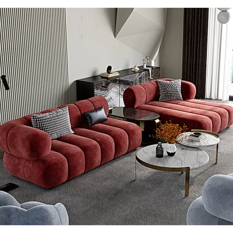 Anouk Modern Red Modular Sofa Three/ Two Seater Sofa