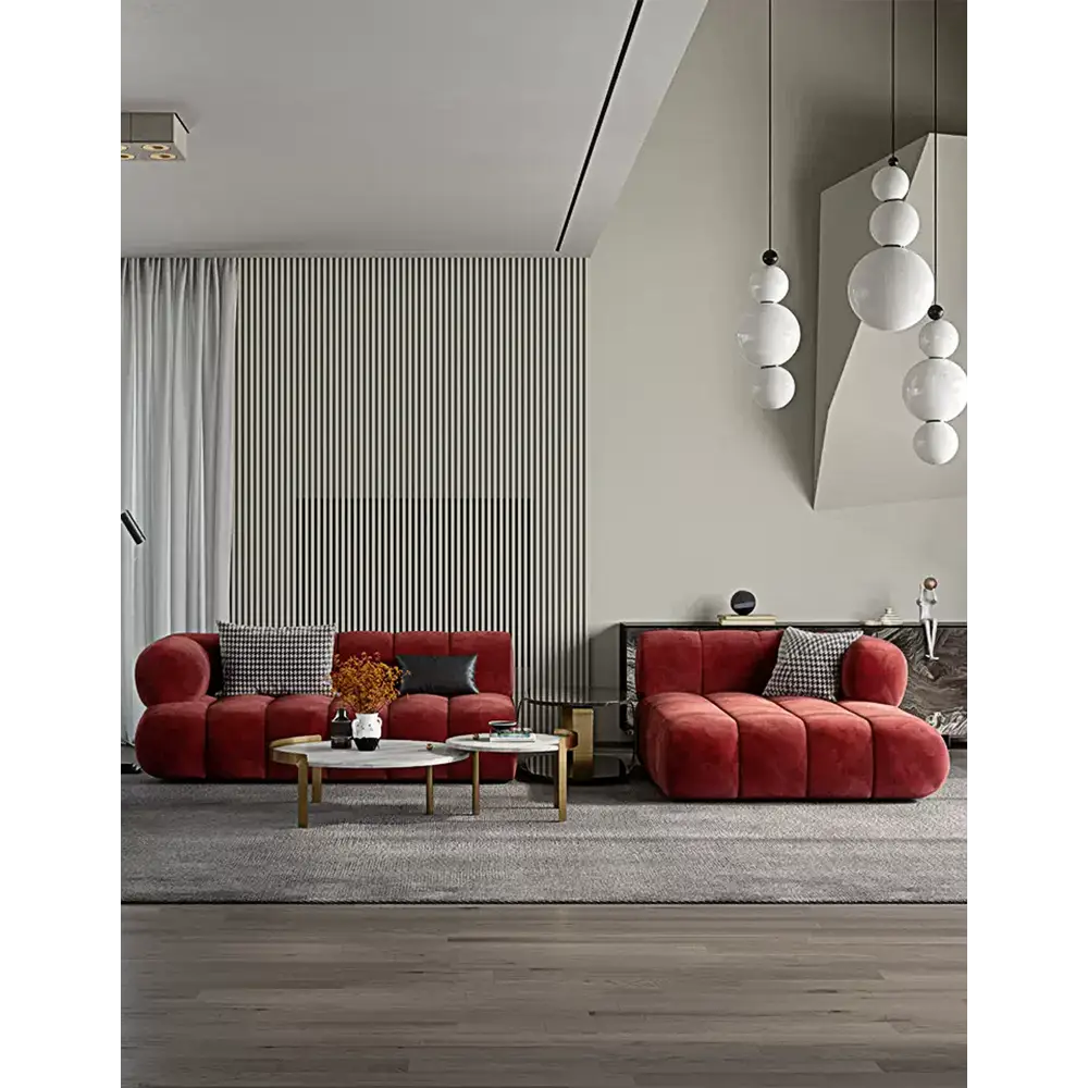 Anouk Modern Red Modular Sofa Three/ Two Seater Sofa