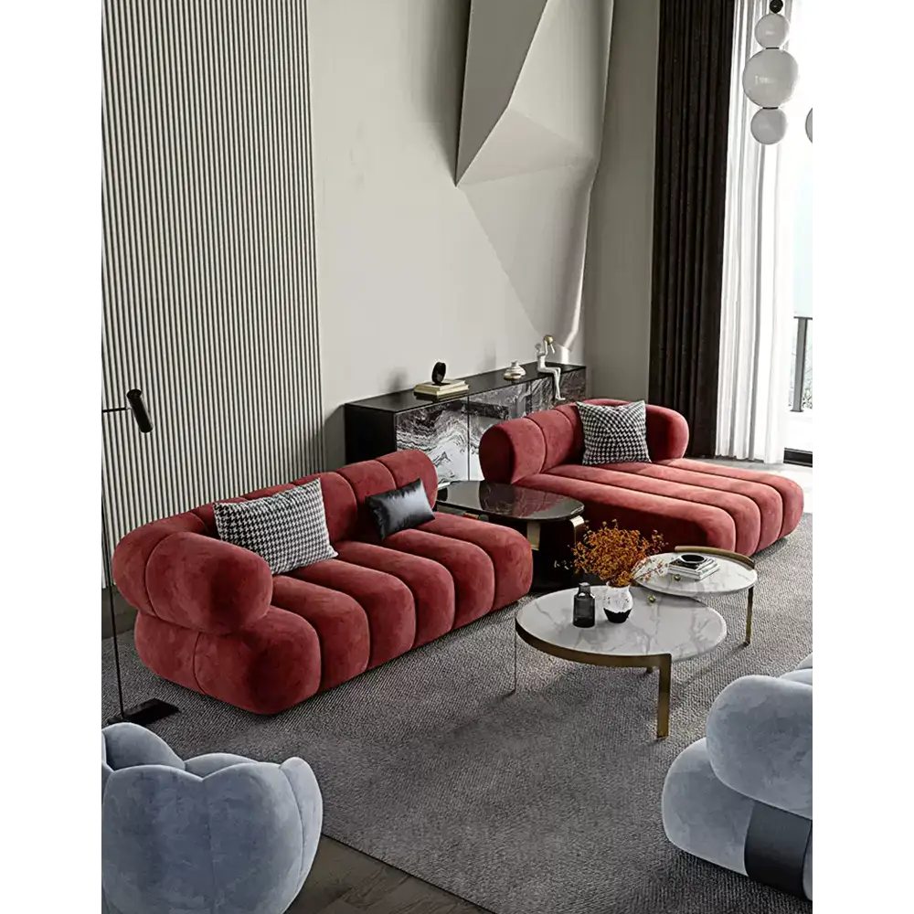 Anouk Modern Red Modular Sofa Three/ Two Seater Sofa