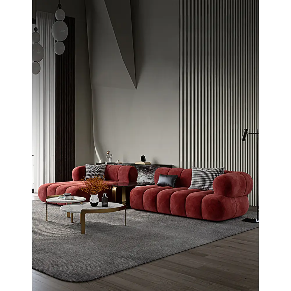 Anouk Modern Red Modular Sofa Three/ Two Seater Sofa