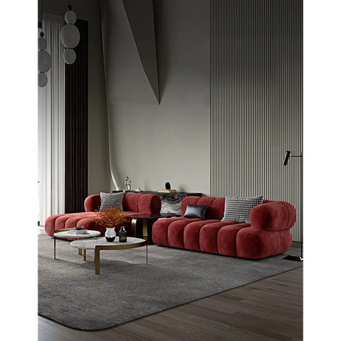 Anouk Modern Red Modular Sofa Three/ Two Seater Sofa