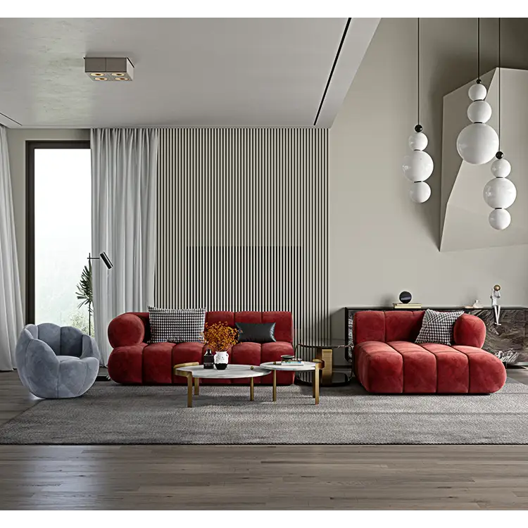 Anouk Modern Red Modular Sofa Three/ Two Seater Sofa