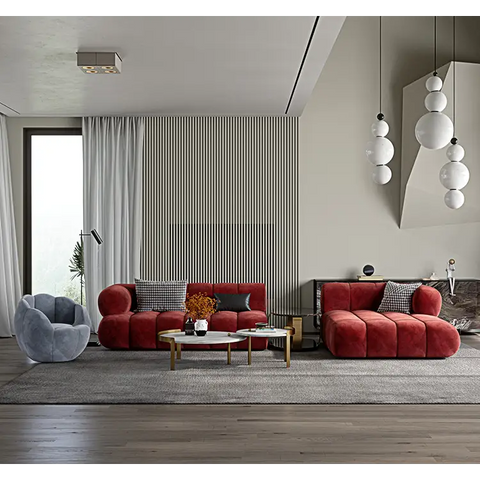 Anouk Modern Red Modular Sofa Three/ Two Seater Sofa