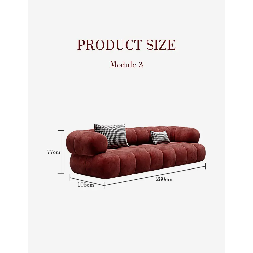 Anouk Modern Red Modular Sofa Three/ Two Seater Sofa