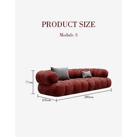 Anouk Modern Red Modular Sofa Three/ Two Seater Sofa
