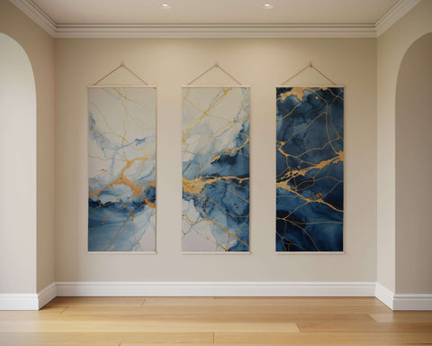 Blue Kintsugi Tapestry
