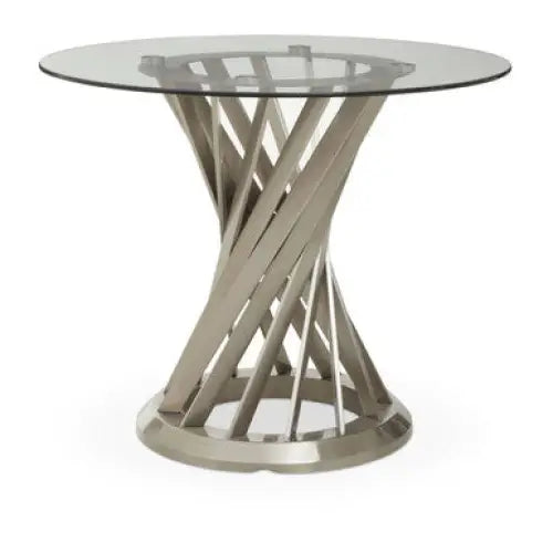 Anzio Clear Glass Top And Silver Hourglass Base Dining Table