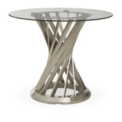 Anzio Clear Glass Top And Silver Hourglass Base Dining Table