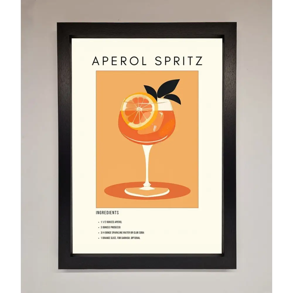 Aperol Spritz Cocktail Framed Print - A3 (29.7 x 42 cm) / Black - Framed Print