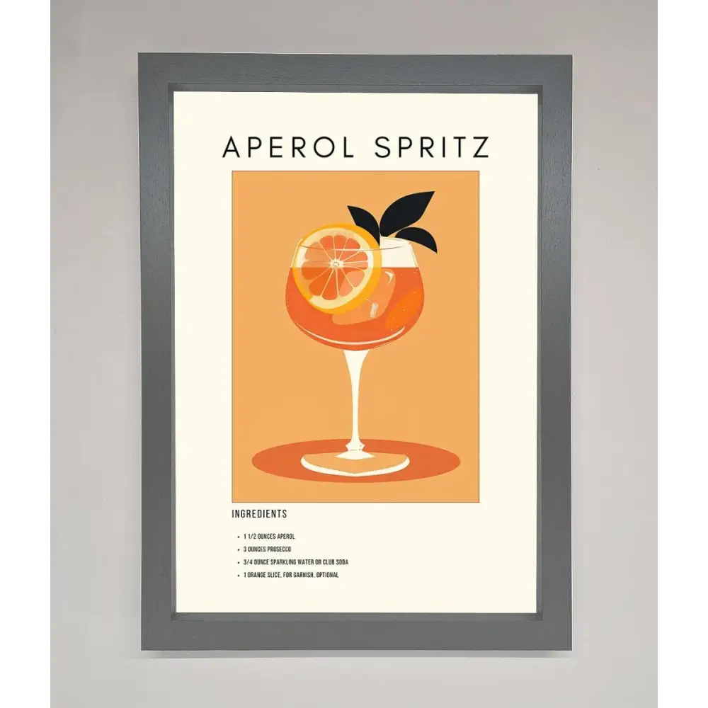Aperol Spritz Cocktail Framed Print - A3 (29.7 x 42 cm) / Dark Grey - Framed Print