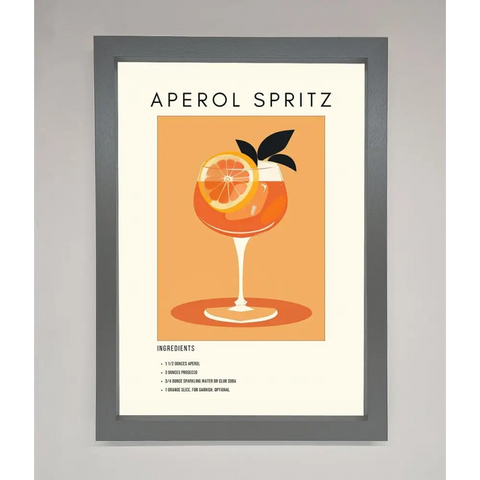 Aperol Spritz Cocktail Framed Print - A3 (29.7 x 42 cm) / Dark Grey - Framed Print