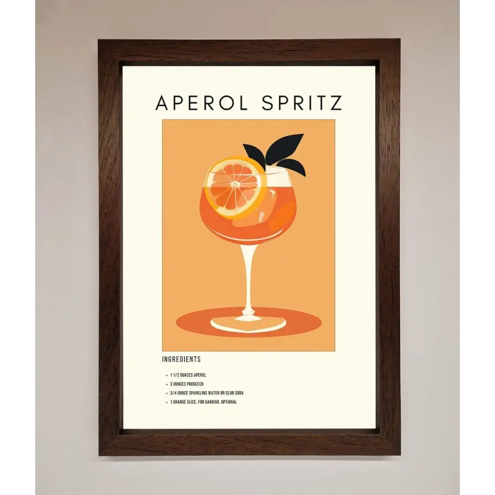 Aperol Spritz Cocktail Framed Print - A3 (29.7 x 42 cm) / Walnut - Framed Print