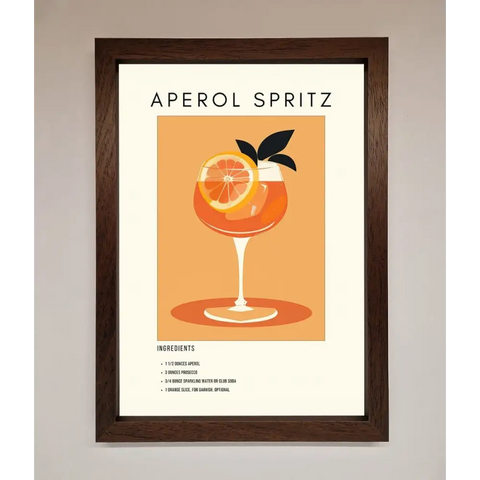 Aperol Spritz Cocktail Framed Print - A3 (29.7 x 42 cm) / Walnut - Framed Print