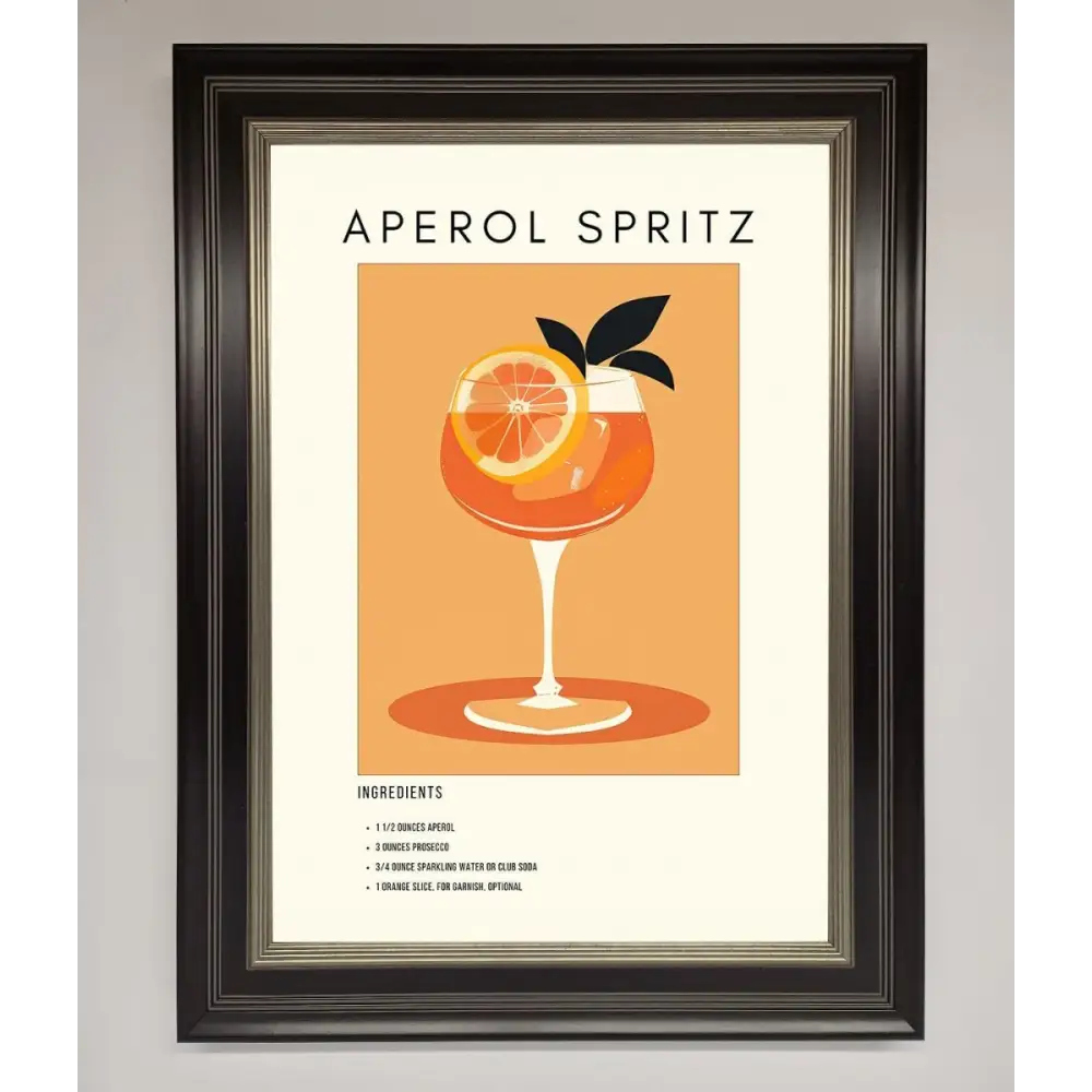 Aperol Spritz Cocktail Framed Print - B0 (100 x 141 cm) / Black Silver - Framed Print