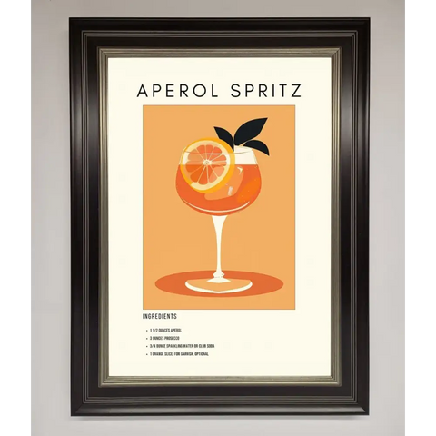 Aperol Spritz Cocktail Framed Print - B0 (100 x 141 cm) / Black Silver - Framed Print