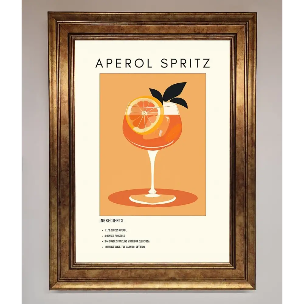 Aperol Spritz Cocktail Framed Print - B0 (100 x 141 cm) / Bronze - Framed Print