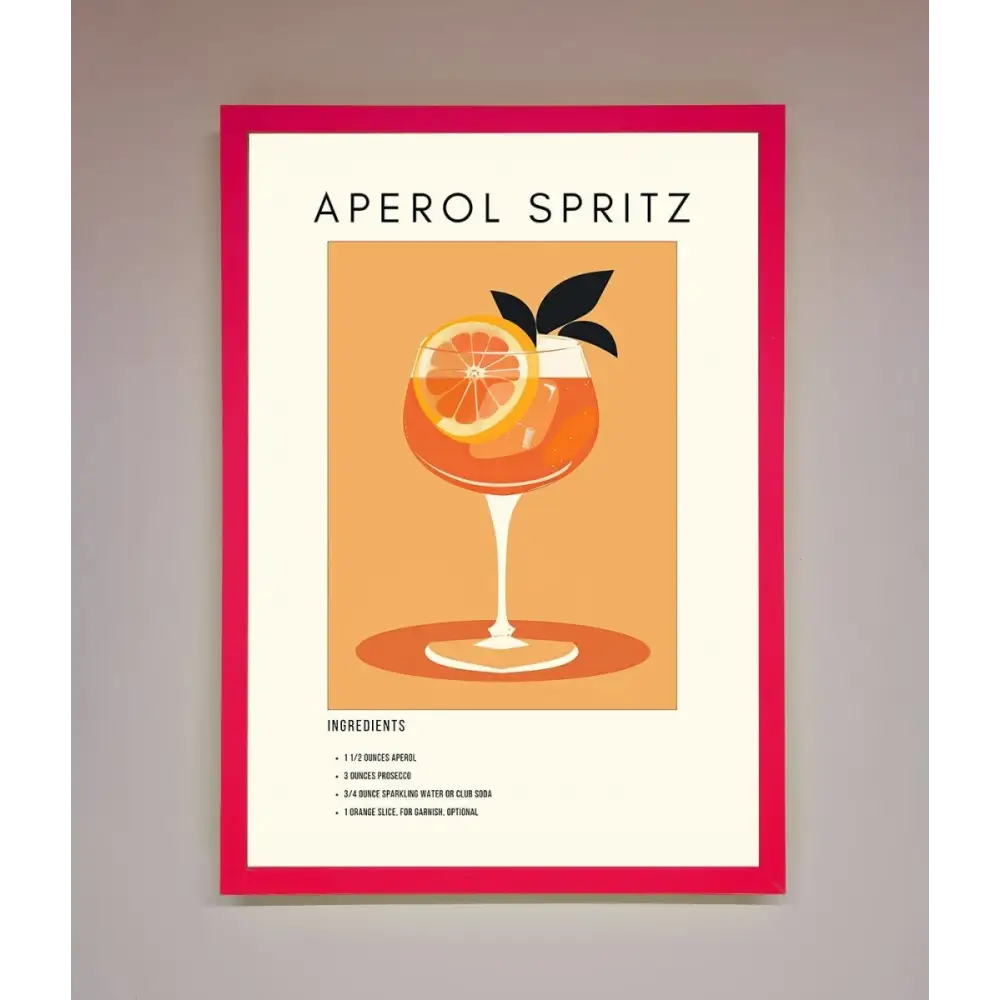 Aperol Spritz Cocktail Framed Print - B0 (100 x 141 cm) / Neon Pink - Framed Print
