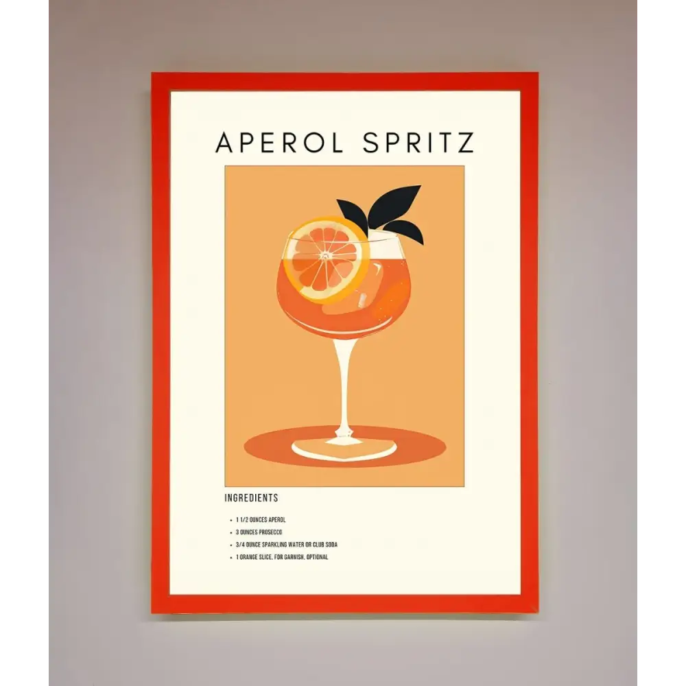 Aperol Spritz Cocktail Framed Print - B0 (100 x 141 cm) / Neon Red - Framed Print