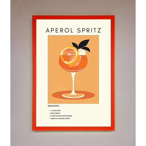 Aperol Spritz Cocktail Framed Print - B0 (100 x 141 cm) / Neon Red - Framed Print