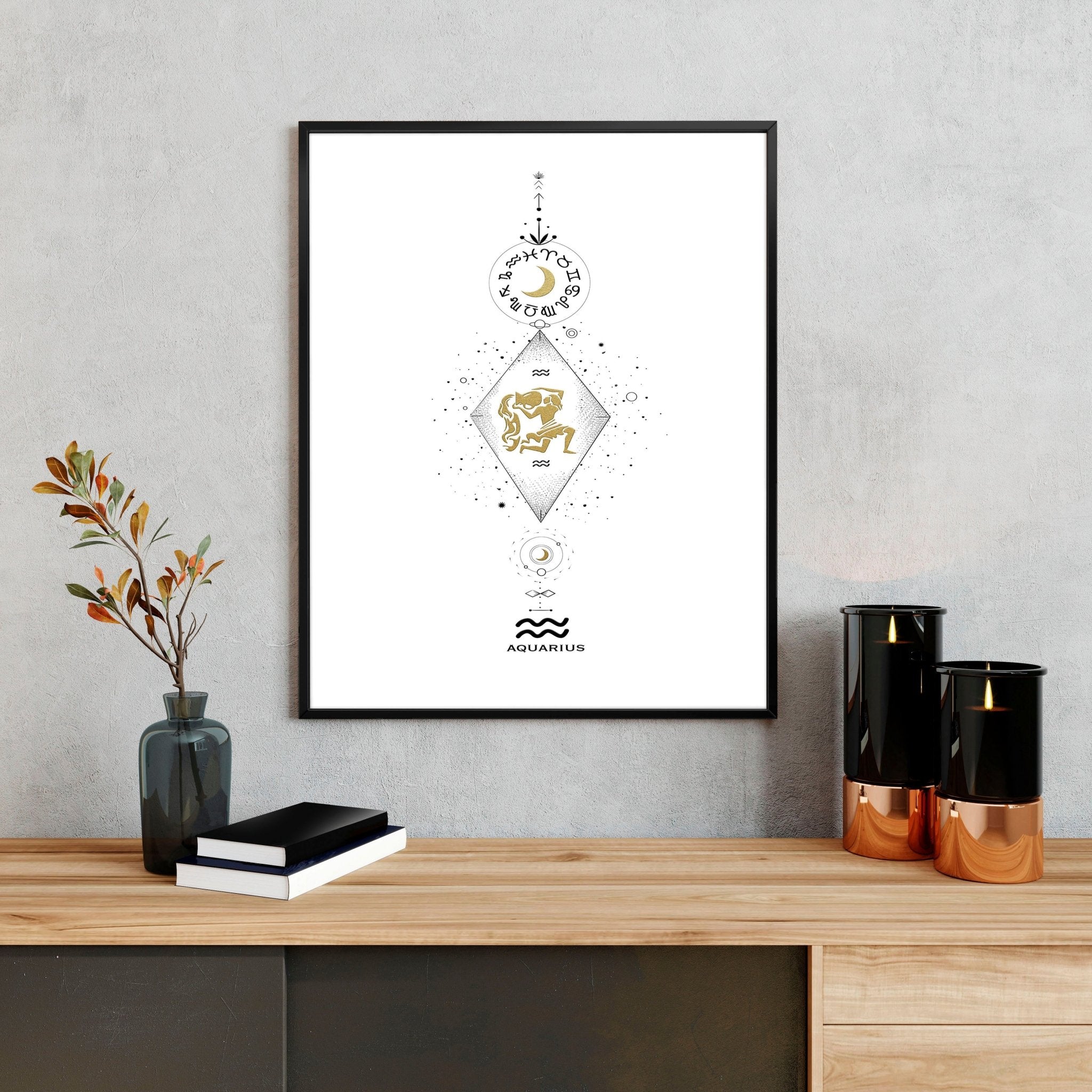 Aquarius constellation wall art print | Zodiac horoscope sign