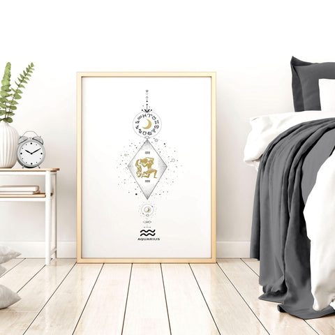 Aquarius constellation wall art print | Zodiac horoscope sign