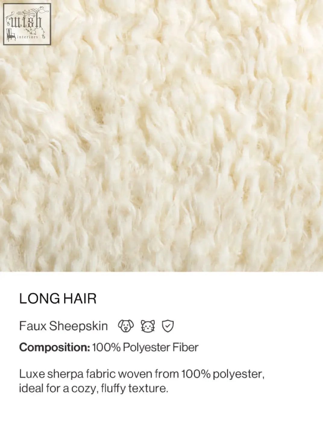 Cream-colored plush arctander clam armchair sheepskin made from 100 polyester fiber with long fluffy texture