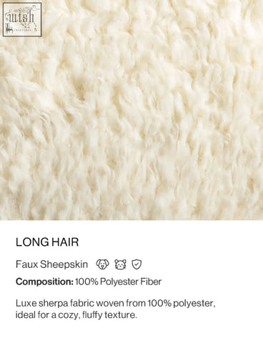 Cream-colored plush arctander clam armchair sheepskin made from 100 polyester fiber with long fluffy texture