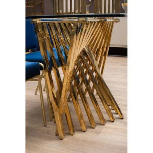 Arezzo Glass Top Dining Table With Gold Polished Frame