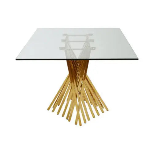 Arezzo Tempered Glass Top Dining Table With Gold Finish Frame