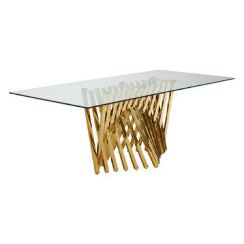 Arezzo Tempered Glass Top Dining Table With Gold Finish Frame