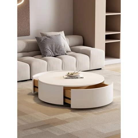 Aria Marble Coffee Table Set, WIth a Mini Stool｜ DC Concept
