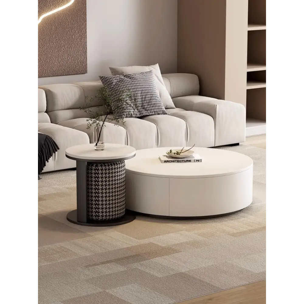 Aria Marble Coffee Table Set, WIth a Mini Stool｜ DC Concept