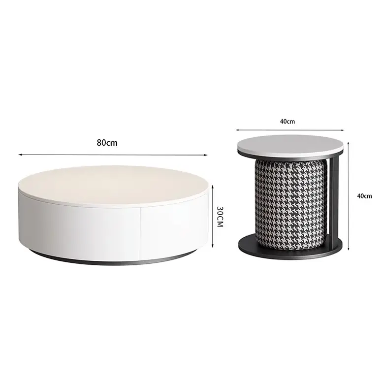 Aria Marble Coffee Table Set, WIth a Mini Stool｜ DC Concept