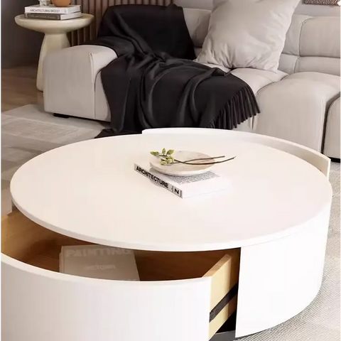 Aria Marble Coffee Table Set, WIth a Mini Stool｜ DC Concept