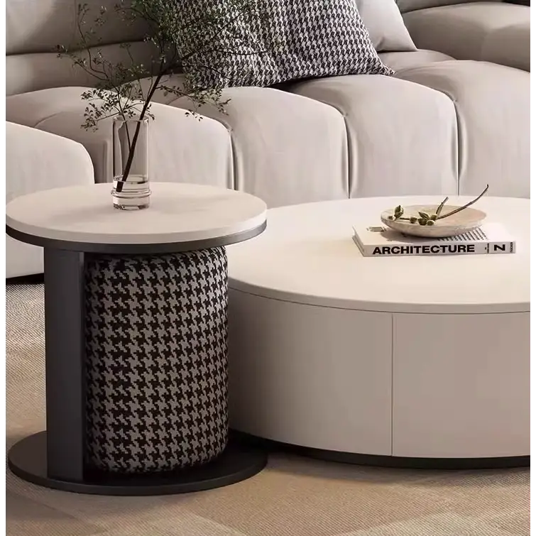 Aria Marble Coffee Table Set, WIth a Mini Stool｜ DC Concept