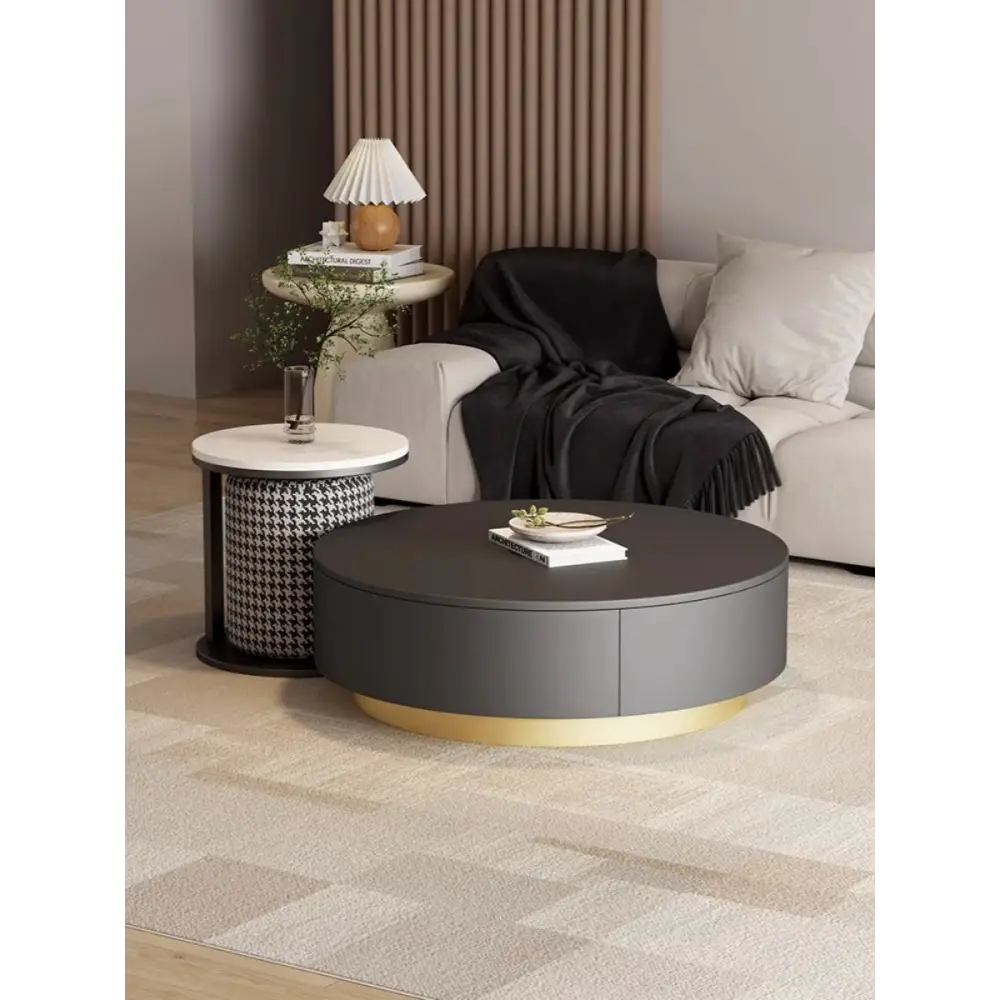 Aria Marble Coffee Table Set, WIth a Mini Stool｜ DC Concept