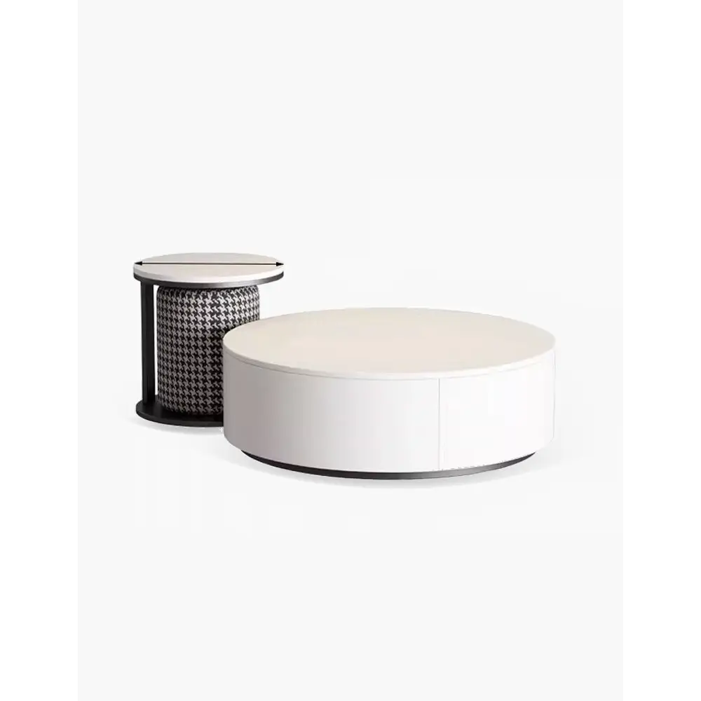 Aria Marble Coffee Table Set, WIth a Mini Stool｜ DC Concept
