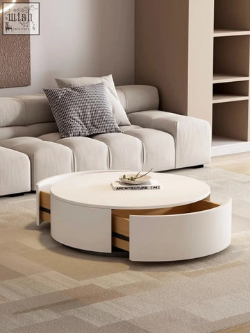 Modern white oval coffee table with wooden drawers from aria marble coffee table set offers sleek minimalist style