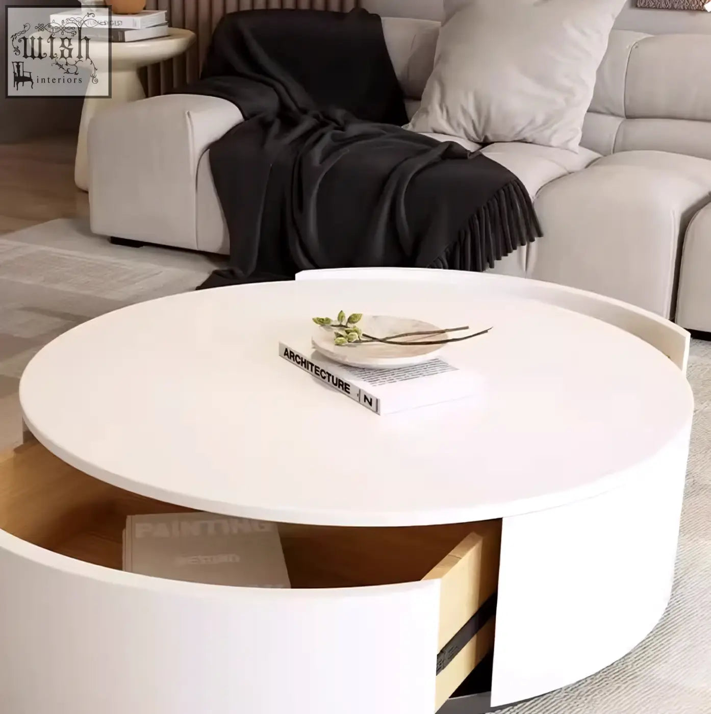 White round marble coffee table with integrated drawer storage in aria marble coffee table set with footstool coffee table offers