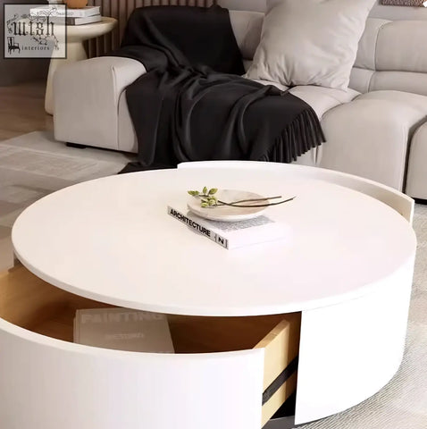 White round marble coffee table with integrated drawer storage in aria marble coffee table set with footstool coffee table offers
