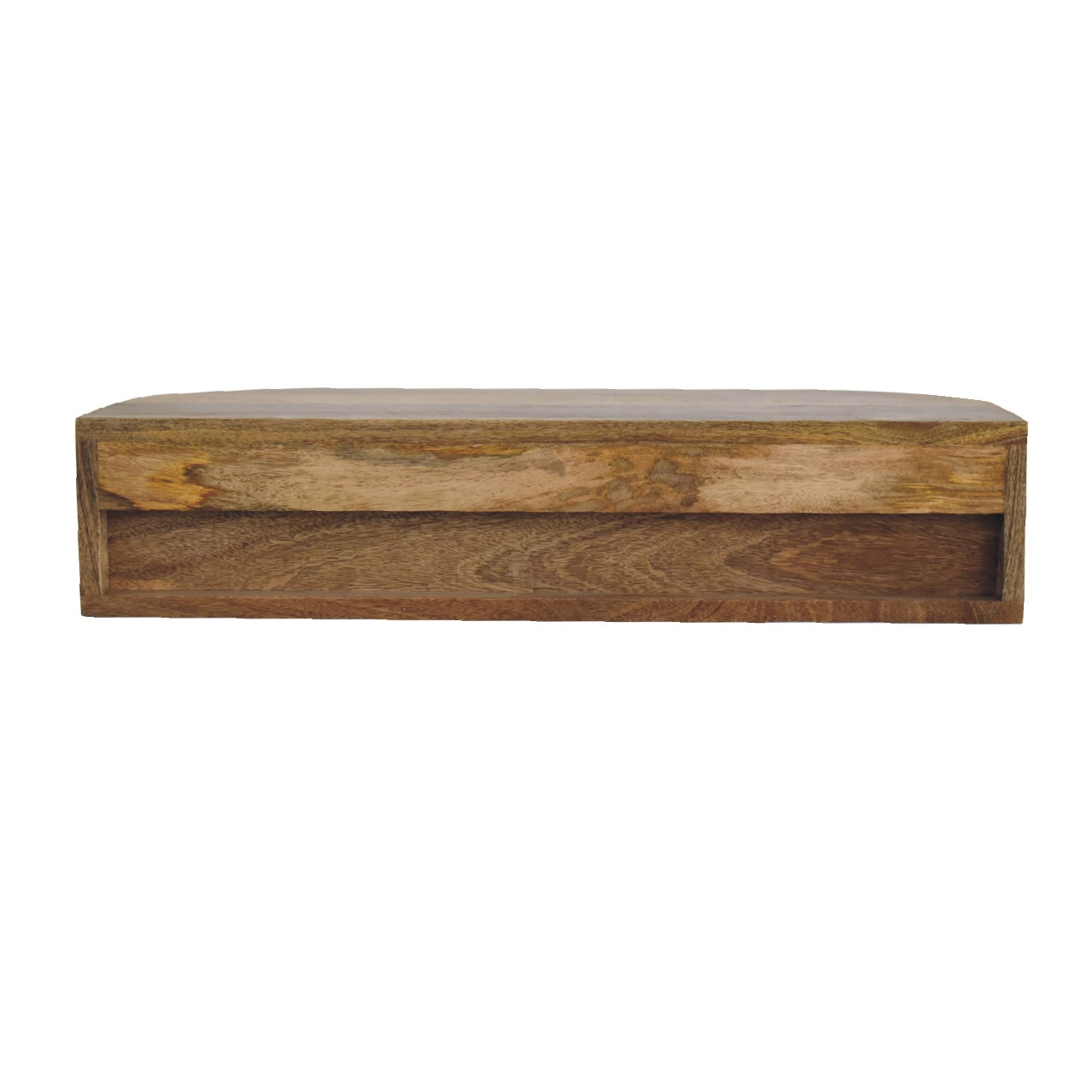 Ariella floating console table rustic wooden coffee table with natural finish and visible grain patterns