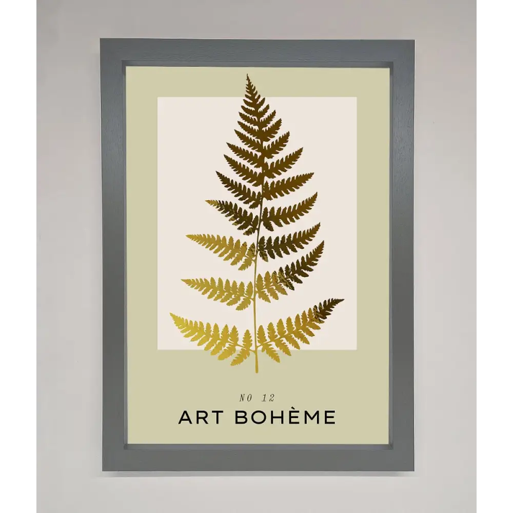 Art Boheme Leaf Foil Print - A3 (29.7 x 42 cm) / Dark Grey - Framed Print