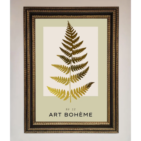 Art Boheme Leaf Foil Print - A3 (29.7 x 42 cm) / Ornate Gold Black - Framed Print