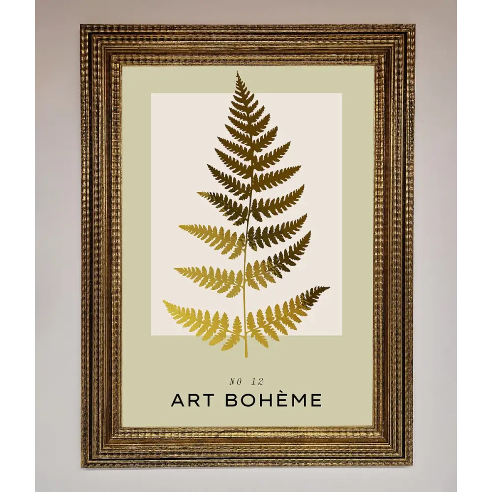 Art Boheme Leaf Foil Print - A3 (29.7 x 42 cm) / Ornate Gold - Framed Print